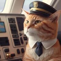 das Ingwer Katze zu Sein ein Pilot ai generativ foto