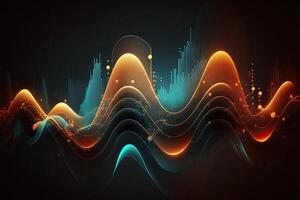 Audio- Klang Welle Spektrum abstrakt Schwingung Graph futuristisch bunt Visualisierung ai generiert foto