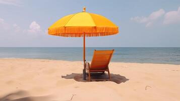 Strand Sommer- tropisch Reise Regenschirm Stelle Hintergrund ai generiert foto
