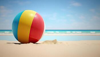 Strand Urlaub bunt Strand Ball im sonnig Tag gemacht mit generativ ai foto