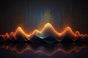 Audio- Digital Klang Welle Orange und Blau gemacht mit generativ ai foto