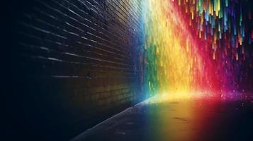 Regenbogen Film Stil Linse Fackel auf Mauer Hintergrund foto