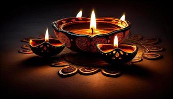 Diwali das Triumph von Licht und Freundlichkeit Hindu Festival von Beleuchtung Feier Diya Öl Lampen 24 .. Oktober foto