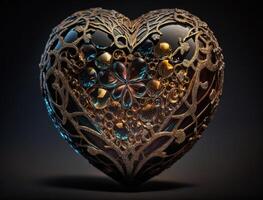 realistisch durchscheinend Herz geformt Kristall Zirkon, natürlich Edelstein generativ ai Technologie foto
