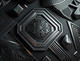 schwarz geometrisch abstrakt Hintergrund erstellt mit generativ ai Technologie foto