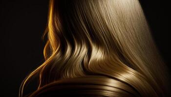 schön lange Haar. Schönheit Frau mit luxuriös Gerade blond Haar. generativ ai foto