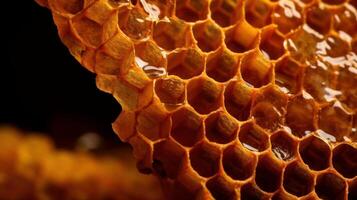 schließen oben von Bienenwabe. generativ ai foto