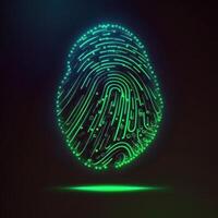 Fingerabdruck, Sicherheit Zugriff mit Biometrie Identifikation. ,Sicherheit Internet Konzept. ai generiert foto