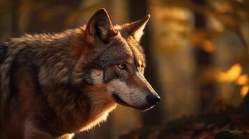 Wolf im Wald. Illustration ai generativ foto