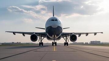 Flugzeug auf das Runway. Illustration ai generativ foto