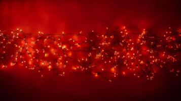 rot Hintergrund mit Weihnachten Beleuchtung Illustration ai generativ foto