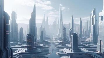 futuristisch Stadt Hintergrund. Illustration ai generativ foto