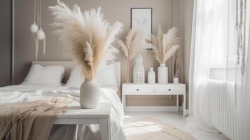 Innere Design mit Pampas Gras, Illustration ai generativ foto