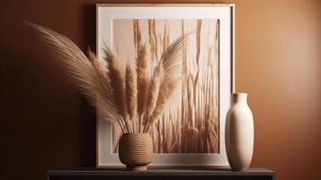 Innere Design mit Pampas Gras, Illustration ai generativ foto