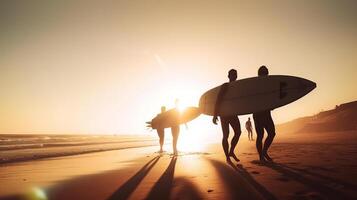 Sommer- Hintergrund mit Surfer. Illustration ai generativ foto