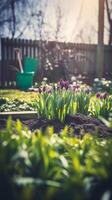 Frühling Gartenarbeit. Illustration ai generativ foto