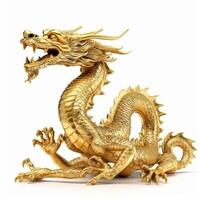 golden Drachen isoliert. Illustration ai generativ foto