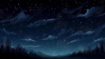 Nacht Himmel mit Sterne. Illustration ai generativ foto