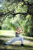 schön Frau tun tai Chi im Park. foto