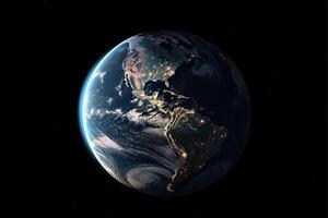 ein Bild von das Erde mit das Sonne leuchtenden auf Es, Erde im Raum, Universum Hintergrund foto