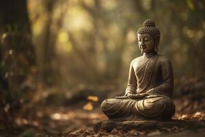 Buddha Statue im draussen Einstellungen, erstellt mit generativ ai foto