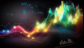 generativ ai, Lager Markt Diagramm Linien, finanziell Graph auf Technologie abstrakt Hintergrund vertreten finanziell Krise, finanziell Kernschmelze. Technologie Konzept, Handel Markt Konzept. foto