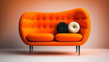Orange Sofa isoliert, generativ ai foto