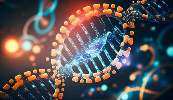 bunt Mensch DNA Strand umgeben, DNA Struktur, generativ ai foto