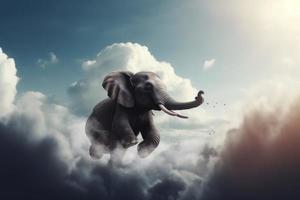 Baby Elefant im Wolken. generieren ai foto