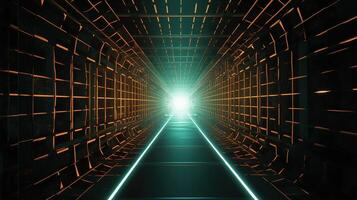 sci fi Tunnel von Licht ai generiert foto