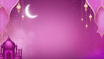 Ramadan Gruß Banner mit bunt Rosa Hintergrund ai generiert foto