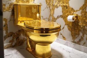 ein luxuriös Toilette gemacht von rein Gold erstellt mit generativ ai Technologie. foto