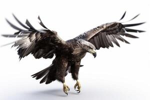 fliegend Adler bunt auf Weiß Hintergrund erstellt mit generativ ai Technologie. foto