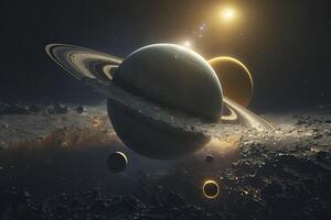 Raum Szene mit Planeten. generativ ai foto