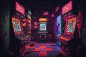 retro Arkade Illustration. generativ ai foto