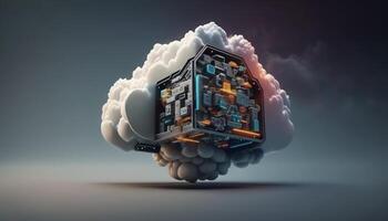 Wolke Computing Technologie Konzept Hintergrund, Digital. ai generiert foto