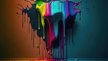 tropft Farbe Kunst auf Mauer generativ ai Illustration foto