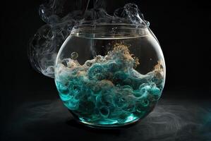 Blau Rauch im Aquarium mit Wasser. ai generiert foto