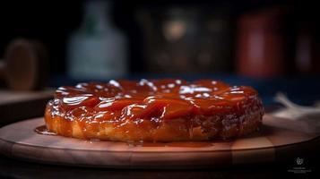 Blauflügel ein perfekt Food-Fotografie von ein tatin Torte perfekt generiert mit ai foto