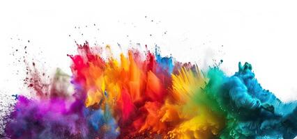 Regenbogen von Farben. Farben Explosion. Tinte im Wasser isoliert auf Weiß Hintergrund. generativ ai. foto
