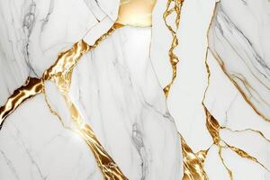 Luxus Marmor Textur Hintergrund Weiß Gold. natürlich Stein Material Muster. generativ ai foto