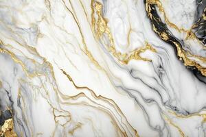 Luxus Marmor Textur Hintergrund Weiß Gold. natürlich Stein Material Muster generativ ai foto