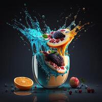 frisch Früchte und Süßigkeiten im Glas. köstlich Konzept. generativ ai. foto
