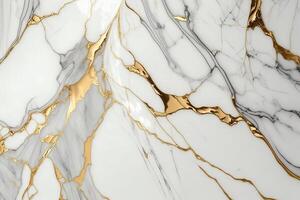 Luxus Marmor Textur Hintergrund Weiß Gold. natürlich Stein Material Muster. generativ ai foto