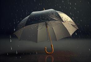 Regenschirm im das Regen. 3d Wiedergabe, 3d Illustration. generativ ai foto