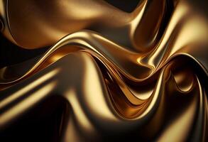 golden Satin- Hintergrund mit etwas glatt Linien im es 3d machen generativ ai foto