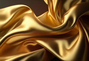 golden Satin- Hintergrund mit etwas glatt Linien im es 3d machen generativ ai foto