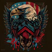 Grunge patriotisch amerikanisch kahl Adler - - ai generiert foto