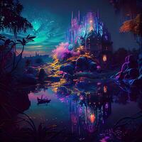 magisch uralt trippy Paradies - - ai generiert foto