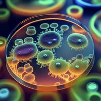 Bakterien und Virus Zellen Petri Gericht, ai Generation foto